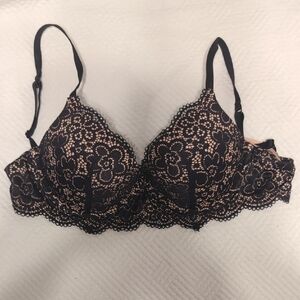 Aerie Black and Tan Lace Bra